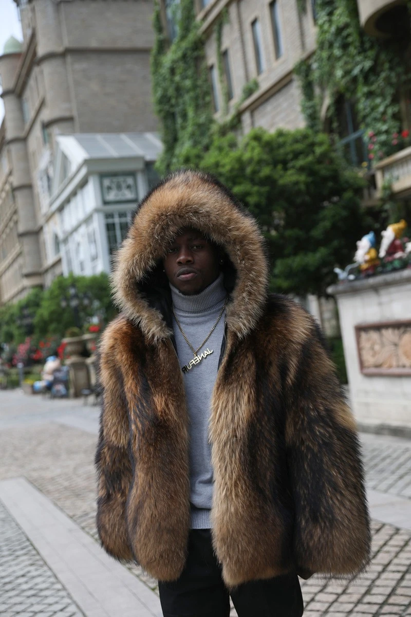 Raccoon fur Jacket Mens suppliers