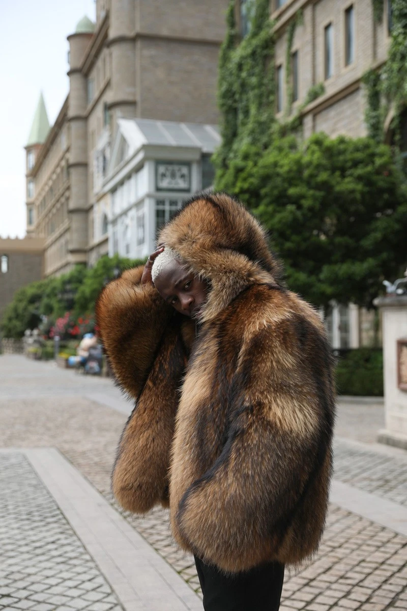 Raccoon fur Jacket Mens factory